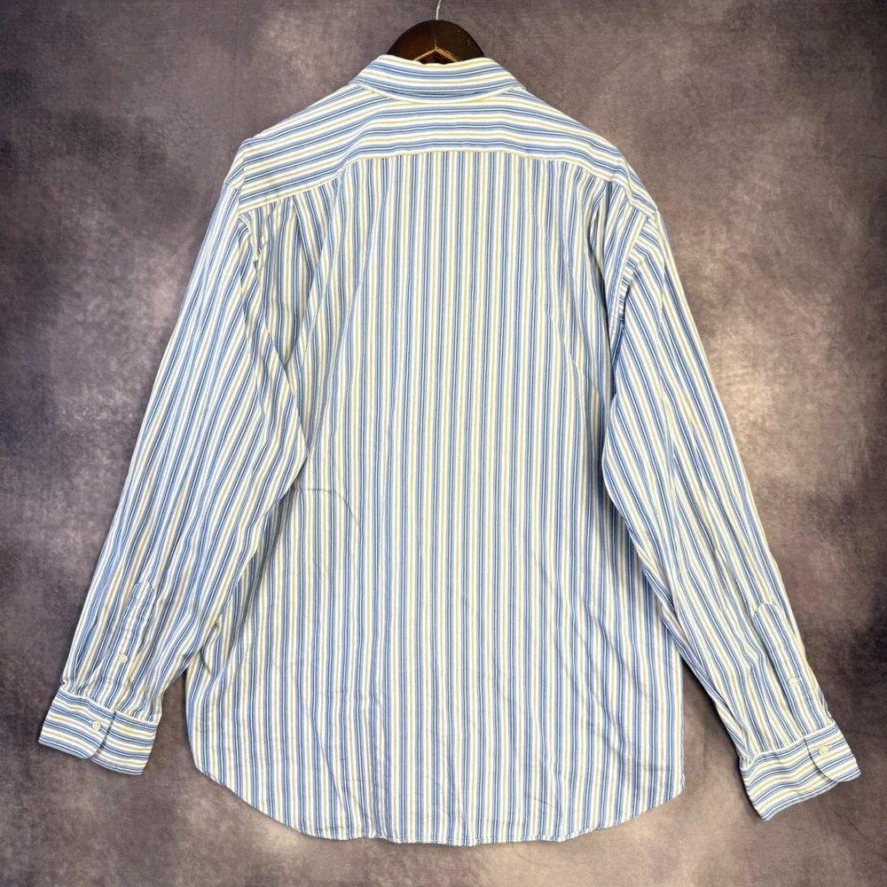 Polo Ralph Lauren Stanton Classic Fit Blue Yellow Striped Cotton Shirt XXL